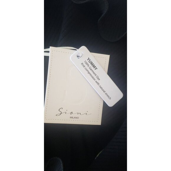 NWT SIONI MILANO BLACK KNIT RUFFLE COLD SHOULDER BLOUSE TOP MEDIUM - Picture 9 of 10